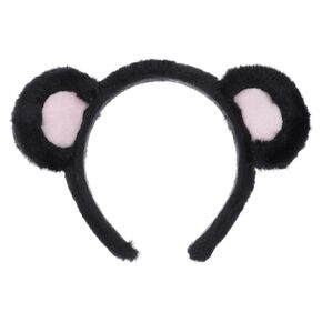 CALLARON Bear Ear Headband for Women, Cute Bear Hairband with Bear Ears Headwear Face Wash Headband Cartoon Cosplay Party Costume Hair Accessories for Adults Kids(Black Pink)