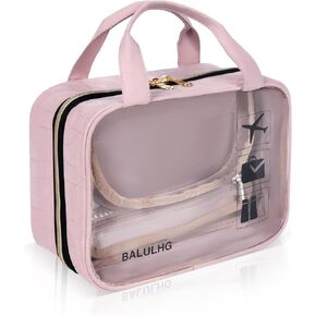 Hanging Hook Toiletry Bag with Jewelry Compartment Full-Sized Toiletries and Cosmetics For Travel, Makeup, Organizer, Women, Beige