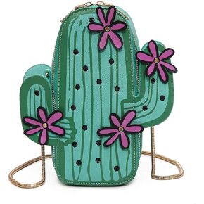 MILATA Women Cactus Shape PU Leather Mini Cross Body Bag Cute Purses Shoulder Chain Bag