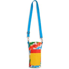 ban.do Nylon Bottle Holder, Water Bottle Bag Crossbody with Adjustable Sling and Open Front Pocket, Squiggles