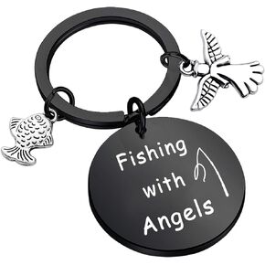 In Memory of Dad Keepsake Fishing with Angels Keychain Dad Grandfather Memorial Keychain RIP Gift Loss of Brother Gift