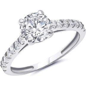 MAX + STONE 1.2 Carat Cubic Zirconia Engagement or Anniversary Eternity Ring for Women in 10k White or Yellow Gold (1.2 ct.tw) Size 4.5 to 9
