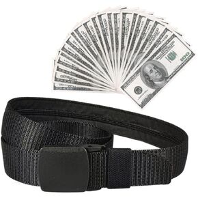 Security Money Belt with Hidden Money Pocket - Nylon Tactical Belt for Men & Women with Zinc Alloy Buckle - Security Money Belt for Valuables, Cash, Passport - Cashsafe Anti-Theft Wallet