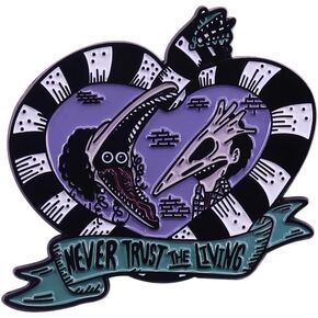 Ghost with Most Beetlejuice Never Trust the Living Sandworm Adam Barbara Scary Face Ghost Husband Wife Horror Comedy Movie 1.75" Enamel Pin Badge