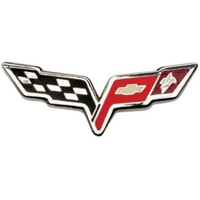 C6 Chevrolet Corvette Cross Flags Lapel Pin 7/8˝ - Chrome
