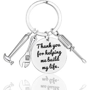 LanMa Dad Keychain Father's Day Gifts - Thank You for Helping Me Build My Life Keychain for Christmas Birthday