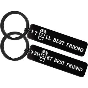 Best Friends Keychain Best Friend Jewelry Friendship Gifts Jewelry Tall and Short Best Friend Birthday Graduation Gifts BFF Keyring Set of 2 Coffee lovers Jewelry Sister and Brother Gift for Women Men