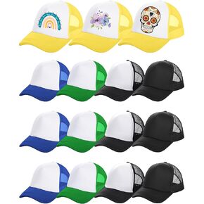 15 Pieces Sublimation Baseball Cap Blank Trucker Hats Polyester Unisex Mesh Adjustable Cap for Men Women