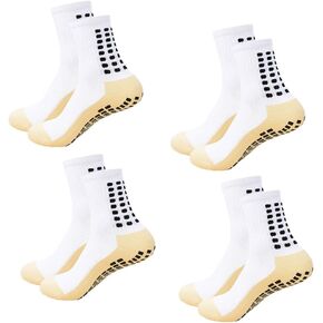 MIHAIR Men's Grip Soccer Socks Anti Slip Athletic Socks Non Slip Football Basketball Socks with Grip Pads 4pcs