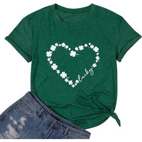 St. Patrick's Day Shirt Women Four-Leaf Clover Tee Shirt Vintage Saint Patrick Day Gift T-Shirt