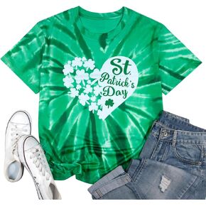 St. Patrick's Day Shirt Women Four-Leaf Clover Tee Shirt Vintage Saint Patrick Day Gift T-Shirt