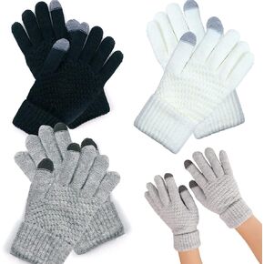 BOYIVI 3 Pairs Women's Winter Touchscreen Gloves Warm Knit Gloves Winter Fleece Lined Mitten Elastic Cuff Texting Gloves in Saudi Arabia