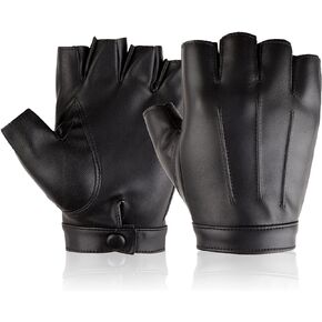 قفازات القيادة للرجال والنساء والمراهقين من جلد البولي يوريثان بدون أصابع، قفاز أسود نصف إصبع للرياضة في الهواء الطلق in Kuwait