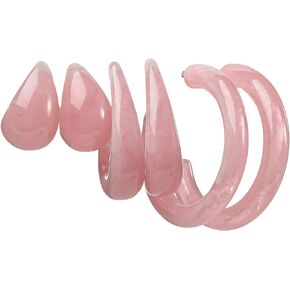 3Pairs Lightweight Minimalist Vintage Polished Teardrop Waterdrop C Shape Circle Round Cuff Acrylic Resin Hoop Earrings Colorful Thick Chunky Wide Thin Acetic Acid Earrinsg Set for Women Girl