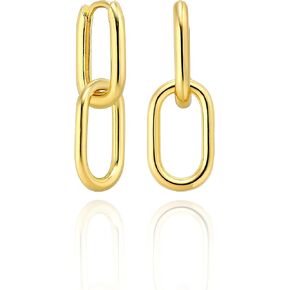 Altitude Boutique Gold or Silver Paperclip Chain Link Earrings | Drop Dangle Earrings | Versatile Link Hoop Earrings for Women