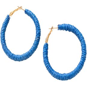 Handmade Rattan Earrings Large Circle Braided Straw Wicker Rattan Earrings Bohemian Circular Statement Drop Earrings Light Weight Summer Hoop Earrings