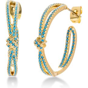 MABARRI Gold Hoop Earrings for Women Girls 14K Real Gold Plated Lightweight Hypoallergenic 23mm Zircon Crystal Hoops Trendy Fashion Design to Go with Any Look