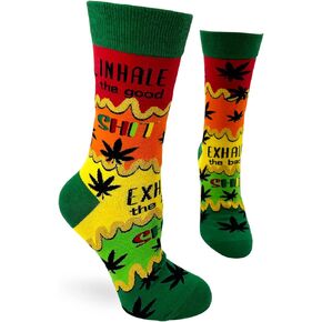 Fabdaz Funny Women's Crew Socks Inhale The Good Shit, Exhale The Bad Sh-t