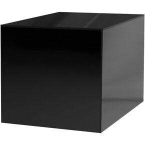 Marketing Holders 5" Acrylic Display Riser Box with One Open Side No Lid Versatile Preassembled Glossy Black Square Lucite Retail Product Platform or Merchandise Storage Bin