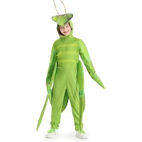 DLSNZ Kids Praying Mantis Grasshopper Costume Cosplay Halloween Insect Jumpsuit