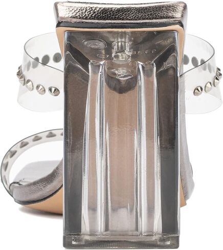 NY & C - New York & Company Zeta Emb للنساء من Lucite Mule كاجوال، صنادل، مقدمة مربعة، نعل خارجي مطاطي in Kuwait