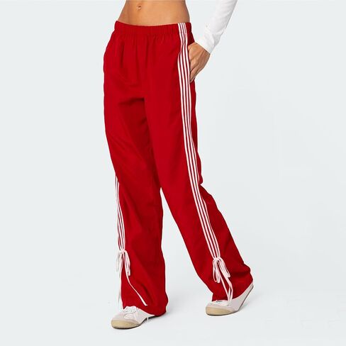 Women 's Parachute Pants Elastic Waist Baggy Wide Leg Track Pants 80s Y2K Side Bow Tie Cargo Pants Jogger Sweatpants in Saudi Arabia