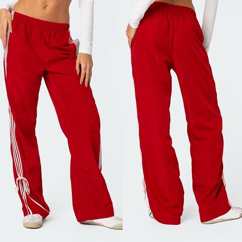 Women 's Parachute Pants Elastic Waist Baggy Wide Leg Track Pants 80s Y2K Side Bow Tie Cargo Pants Jogger Sweatpants in Saudi Arabia