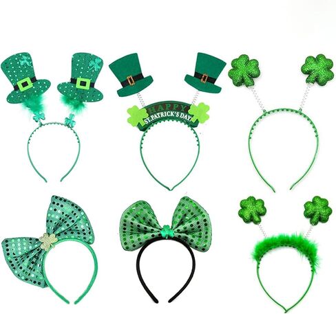 6 قطع من عصابات الرأس لعيد القديس باتريك من سيدهيك، عصابة رأس النفل الأيرلندية الخضراء، اكسسوارات عيد القديس باتريك للنساء والرجال، ديكورات حفلات عيد القديس باتريك in Kuwait