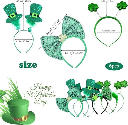 6 قطع من عصابات الرأس لعيد القديس باتريك من سيدهيك، عصابة رأس النفل الأيرلندية الخضراء، اكسسوارات عيد القديس باتريك للنساء والرجال، ديكورات حفلات عيد القديس باتريك in Kuwait