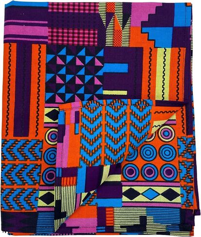 satsuma 100% Wax Cotton Women African scarf Ankara Print Extra Long Head Wrap or Face Mouth Cover | Headband Lightweight Turban Tie (Pink Kente) in Saudi Arabia