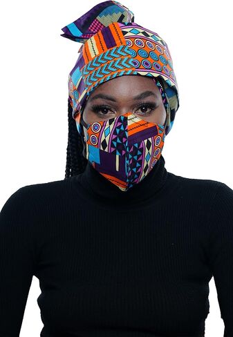 satsuma 100% Wax Cotton Women African scarf Ankara Print Extra Long Head Wrap or Face Mouth Cover | Headband Lightweight Turban Tie (Pink Kente) in Saudi Arabia