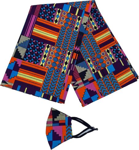 satsuma 100% Wax Cotton Women African scarf Ankara Print Extra Long Head Wrap or Face Mouth Cover | Headband Lightweight Turban Tie (Pink Kente) in Saudi Arabia