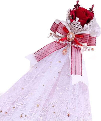 Lolita Vintage Tiara Crown Lace Veil Drop Bow Hair Clips Tea Party Royal Style Cosplay Hair Accessories in Saudi Arabia