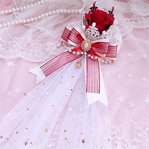 Lolita Vintage Tiara Crown Lace Veil Drop Bow Hair Clips Tea Party Royal Style Cosplay Hair Accessories in Saudi Arabia
