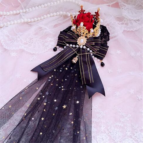 Lolita Vintage Tiara Crown Lace Veil Drop Bow Hair Clips Tea Party Royal Style Cosplay Hair Accessories in Saudi Arabia