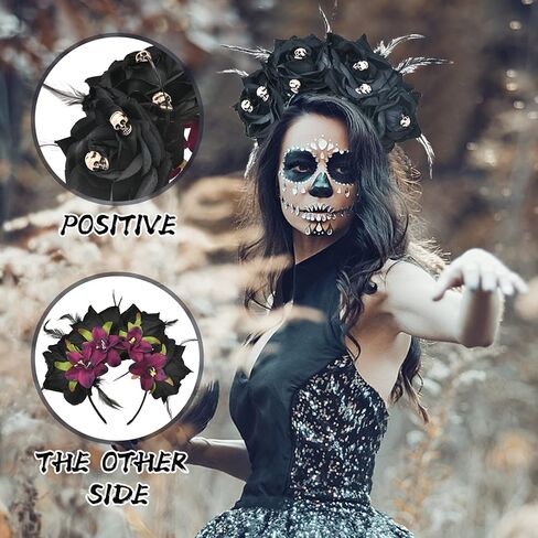 عصابة رأس Vividsun المكسيكية على شكل زهرة الورد يوم الموتى، عصابة رأس لحفلات الهالوين in Kuwait