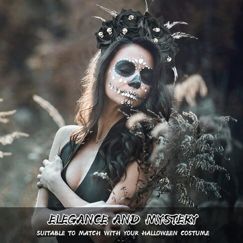 عصابة رأس Vividsun المكسيكية على شكل زهرة الورد يوم الموتى، عصابة رأس لحفلات الهالوين in Kuwait