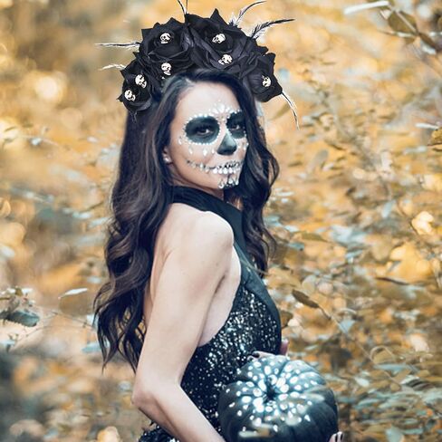 عصابة رأس Vividsun المكسيكية على شكل زهرة الورد يوم الموتى، عصابة رأس لحفلات الهالوين in Kuwait
