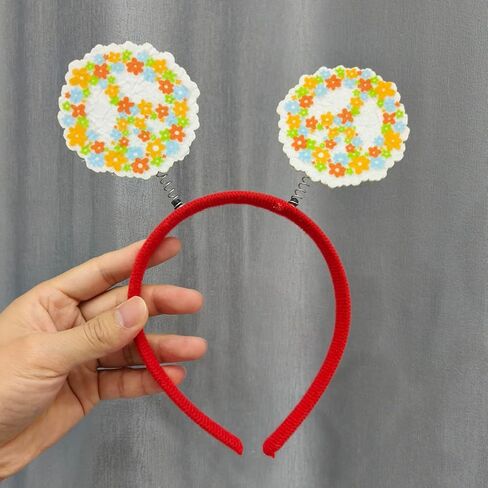 عصابة رأس رائعة هيبيز، عصابة شعر 70s بوهو، إكسسوارات للشعر للفتيات والنساء، غطاء رأس لحفلات أعياد الميلاد وحفلات الزفاف (B) in Kuwait