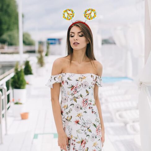 عصابة رأس رائعة هيبيز، عصابة شعر 70s بوهو، إكسسوارات للشعر للفتيات والنساء، غطاء رأس لحفلات أعياد الميلاد وحفلات الزفاف (B) in Kuwait