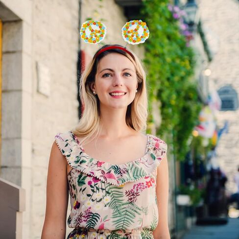 عصابة رأس رائعة هيبيز، عصابة شعر 70s بوهو، إكسسوارات للشعر للفتيات والنساء، غطاء رأس لحفلات أعياد الميلاد وحفلات الزفاف (B) in Kuwait