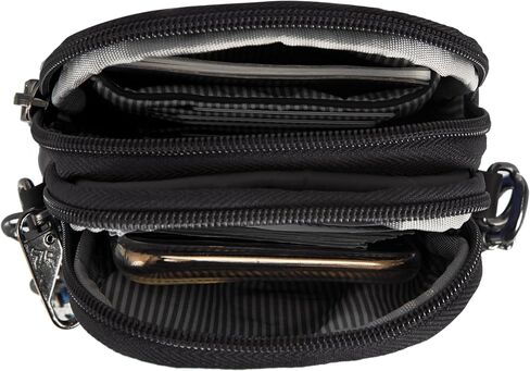 Travelon Boho Anti-Theft 2 Compartment Phone Crossbody, Black in Saudi Arabia