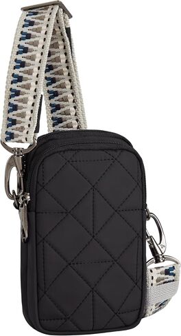 Travelon Boho Anti-Theft 2 Compartment Phone Crossbody, Black in Saudi Arabia