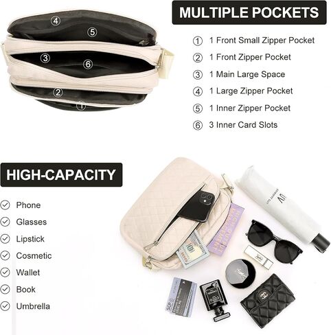 Nylon Crossbody Bags for Women Trendy Quilted Cross Body Purse Medium Crossbody Purses Fashion Ladies Messenger Shoulder Bag in Saudi Arabia