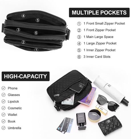 Nylon Crossbody Bags for Women Trendy Quilted Cross Body Purse Medium Crossbody Purses Fashion Ladies Messenger Shoulder Bag in Saudi Arabia