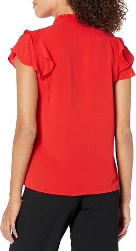 CeCe Short Sleeve Pin Tuck Ruffled Blouse in Saudi Arabia