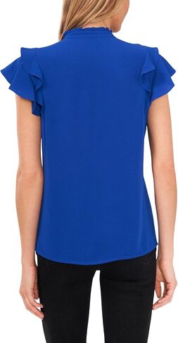 CeCe Short Sleeve Pin Tuck Ruffled Blouse in Saudi Arabia