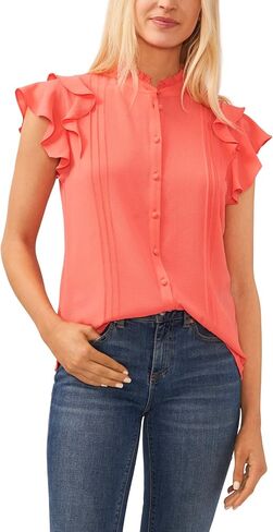 CeCe Short Sleeve Pin Tuck Ruffled Blouse in Saudi Arabia