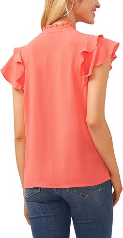 CeCe Short Sleeve Pin Tuck Ruffled Blouse in Saudi Arabia