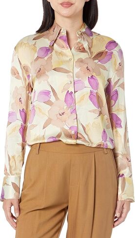 Vince Women's Nouveau Magnolia L/S Relaxed Shirt, Sun Dew, X-Small in Saudi Arabia